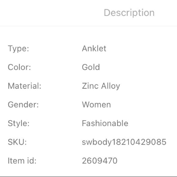 Infinity Anklet Adjustable Golden Chain Black String - Picture 5 of 5